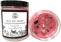 Heal My Heart Soy Affirmation Candle: 8 oz with Rose Quartz & Seraphinite Crystals, Herbs and Essential Oils for Grief, Sadness, Loss & Heartache for Wiccan, Pagan, Magic Spells & Rituals