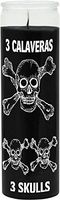 Indio Products Three Skulls Black Candle - Silkscreen 1 Color 7 Day