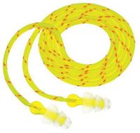 TriFlange Corded Ear Plugs, 26dB Rated, Flanged Shape, PK 100