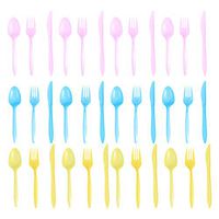 UPKOCH 36 pcs Kids Tableware Plastic Cutlery Set Disposable Cute Party Cutlery Knife Fork Spoon Birthday Dinnerware for Dessert Cake