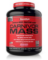 MuscleMeds Carnivor Mass Anabolic Beef Protein Gainer, Strawberry, 6 Pound