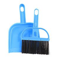 uxcell Plastic Computer Mini Brush Broom Dustpan 2 in 1 Set Blue Black