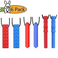 Chew Necklace by GNAWRISHING - 6-Pack (Building Block, Diamond and Cylinder) - Perfect for Autistic, ADHD, SPD, Oral Motor Children, Kids, Boys, and Girls (Tough, Long-Lasting)