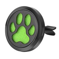 Garden Charms 30mm Car Aromatherapy Essential Oil Diffuser Stainless Steel Locket Air Freshener with Vent Clip 5 Felt Pads-Black (Dog Paw)