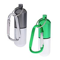 2 Waterproof Pill Box Holder Container Key Fob with D Shaped Hook Carabiners