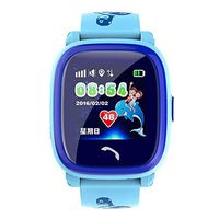 Touch Screen Child Positioning Watch,Smart Watch Children's Smart Watch, Flashlight Remote Monitor GPS SIM Card Support SOS Emergency Call Anti-Lost Protection Vision (Color : Blue)