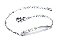 VNOX Customize 4.6MM Stainless Steel Medical Alert ID Link Heart Shape Clasp Adjustable Bar Bracelet,A