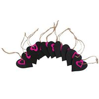 FENICAL Mini Wooden Gift Price Tag Magenta Heart Shaped Hanging Price Tags 10pcs