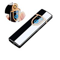 Recyclable USB Rechargeable Electric Lighter - Double-Sided Windproof Coil Ultra-Thin Lighter with Touch Control, Portable Intelligent Fingerprint Sensor Ignition Tool Suitable for Cigarette Smokers