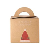 GuanGsskuo Christmas Cat Rabbit Ear Hat Kraft Paper Candy Box Gift Xmas Apple Container Cat Ear