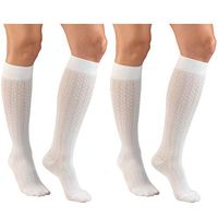 Truform Women's Fit Compression Socks, Cable Knit Pattern, 15-20 mmHg, White, Small (Pack of 2)