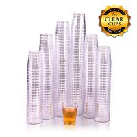 Fete Clear Hard Plastic Shot Glasses 200 Count, 1 Ounce, Reusable and Disposable Shot Cups Perfect Party and Sampling Cups for Drinks, Tastings, Sauces, Dips, Finger Foods, Jelly Shooters 1oz. 200ct.