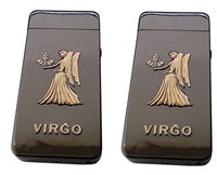 Electric Lighters Zodiac 2 Pack - Dual Arc Electronic Plasma Lighter - Tesla Coil USB Rechargeable Cigarette Lighter 4 Designs (Virgo)