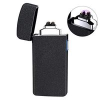 Lighter, Unique Gift Electric Lighter USB Rechargeable Dual Arc Lighter Windproof Flameless Plasma Lighter for Fire, Cigarette, Candle, Pipes (Matte Black) …