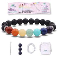 NatureWonders 10mm Real Stone Chakra Healing Bracelet Aromatherapy Lava Volcanic Stone Essential Oil (Brochure, Pouch & DIY Kit) Yoga Meditation Women Men Gift Self Care Self Love