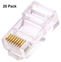 Ethernet RJ45 Connector - Ethernet Modular Crimp Connectors Plugs 50 Micron Gold Plated - Only for cat6 30 32 AWG Flat Ethernet Cable