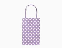 12CT Small Lavender Polka DOT Biodegradable, Food Safe Ink & Paper, Premium Quality Paper (Sturdy & Thicker), Kraft Bag with Colored Sturdy Handle (Small, P.Lavender)