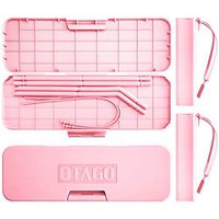 OTAGO Reusable Collapsible Silicone Straws with Travel Case Set of 9, BPA Free for Kids,Long 8.6 Inch Straw Drinking Reusable fit 20 24 oz Water Bottle,Family Pack 2 Straight+ 2Bent+ 2Brushes+3Case