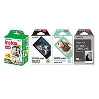 Fujifilm Instax Mini Instant Film 4-PACK BUNDLE SET , SKY BLUE 10 + Black Frame 10 + Monochrome 10 + Twin 20 90 8 70 7s 50s 25 300 Camera SP-1 Printer