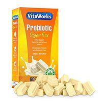 VitaWorks Sugar Free Probiotic 5 Billion Microflora Chocolate Vitamin Chew – GMO Free & Gluten Free – Great Tasting White Chocolate Flavored – Adult Dietary Supplement – 60 Count [30 Doses]