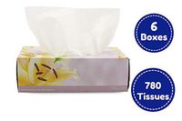 HomeyGear Facial Tissues 130 Per Box 7.5" X 7.1" Size, Soft, Smooth, 2 Ply, Great for Home, Office, Store, School, Bathroom, Or in Your Car 6 Boxes Total of 780 Tissues