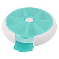 uxcell Button Rotate Medicine Tablet Pill Box Holder Dispenser Green White