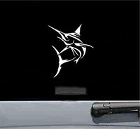 JS Artworks Marlin Jumping Fish Vinyl Decal Sticker (White)