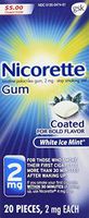 Nicorette Gum, White Ice Mint, 2mg, 20 Count