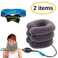 BodyMoves 2019 Cervical Neck Traction with hot and Cold Gel Pack # Home Relaxation Inflatable air Therapy for Shoulder and Neck Pain(Grey)