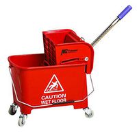 M2 Professional Junior Commercial Mop Bucket with Side Press Wringer and Wheels, 23 Quart/6 Gallon Capacity - Red