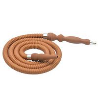 Rubber Handle Hookah Hose with Metal Tip Leather Wrapped Hookah Hose Washable Durable 72" Long Shisha Hose (Brown)
