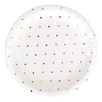 Illume Partyware Celebrate Happiness Gold & Pink Dots Large Plate - Pack of 10