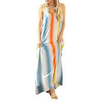 WILLTOO Gradient Beach Maxi Dress/Women's Summer Ladies Striped Sling