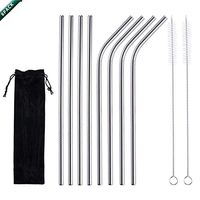 Momes Stainless Steel Straw White Reusable Metal Drinking Straws 8.5 inch with 2 Cleaning Brush for 20oz/ 30oz Tumblers Rumblers Cold Beverage (8 Pack)