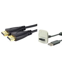 Everydaysource Compatible With Xbox 360 10'Ft HDMI Cable M/M Gold 1080P + USB Charging Cable