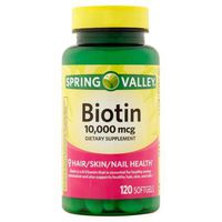 Spring Valley Biotin Dietary Supplement Softgels, 10,000 mcg, 120 Count (2 Pack)