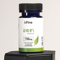 bFine Isolated Hemp Extract Zen Capsules - Ideal for Pain Relief, Muscle Pain, Stress, Anxiety, Better Sleep - 30 Capsules x 25mg Each (750mg Total)