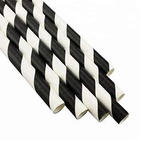 Aardvark Black Stripe Colossal Unwrapped Paper Straws 8.5"