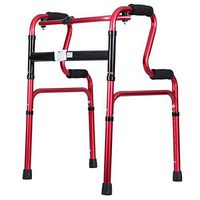 XHRHao Foldable Walker Made of Aluminum Alloy 8 Adjustable Height Levels(72-90cm) Suitable for Height 140-205cm Rollator Lightweight Portable Walk Assist for Elderly (Color : Red)