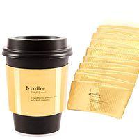 [100 ct] Disposable Corrugated Hot Cup Sleeves GOLD Generic Design for Coffee - Reusable Paper Java Jackets Protective Heat Insulation for Hot Drinks fits 12, 16, 20, 22, 24 oz Cups