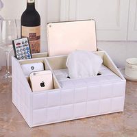 T-ZJHC Home Home Living Room Cute Tray Paper Napkin Coffee Table Remote Control Storage Box, White car Lattice Trapezoid