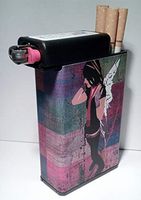 Cigarette Case Fairy Angel with Built on Lighter Holder Box