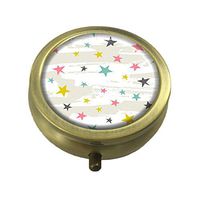 Guojew Geometric Star Custom Fashion Round Pill Box Tablet Holder Pocket Purse Organizer Case Decoration Box