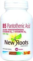 New Roots Vitamin B5 PANTOTHENIC Acid 500 mg, 100 Capsules