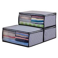 tlongtea65 3Pcs Portable, Large Capacity, Eco-Friendly, Folding Transparent Moisture-Proof Household Quilt Organizer Storage Bag Grey