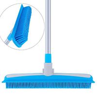 MR.SIGA Soft Bristle Rubber Broom and Squeegee with Telescopic Handle- 12.4" width