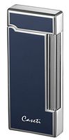 Visol Products Chrome Plated Vertical Lines Caseti Ravensdale Flint Traditional Flame Lighter, Blue Lacquer