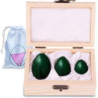 Genuine Jade Yoni Eggs for Women Set of 3 | Vaginal Tightener | Bladder Control | Kegel Balls for Strengthening Pelvic Floor (Nephrite Jade - Dark Green)