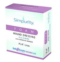 Simpurity Bordered Silicone Adhesive Foam Dressing, 12 Count