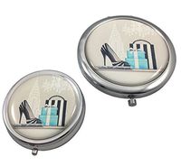 Fashionista Magnifying Makeup Mirror Compact and Pill Case Gift Set